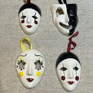 Vintage 1984 Ceramic Mini Mardi Gras Mask Set of 4